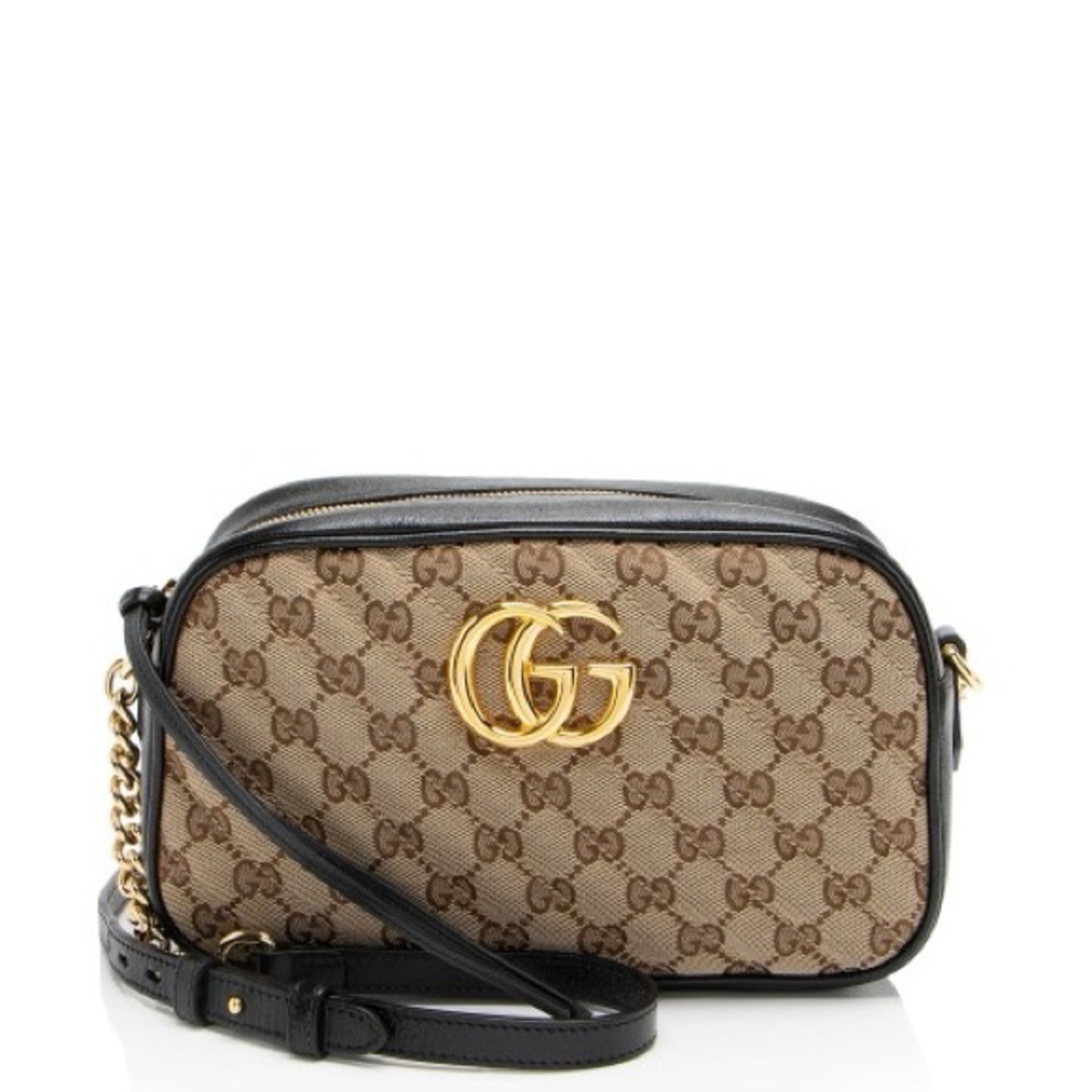 Gucci Brown and Black Crossbody Bag with GG Monogram